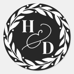 Sticker Rond Ampersand Couples Initiales Mariage de couronne