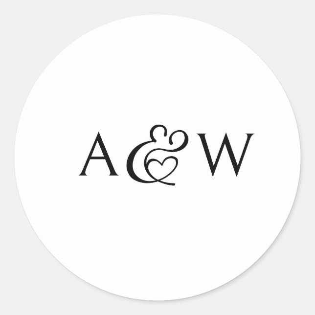 Sticker Rond Ampersand Monogramme Mariage noir et blanc (Devant)