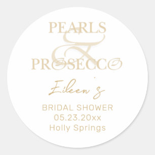 Sticker Rond Ampersand Perles blanches & Prosecco Shower de mar