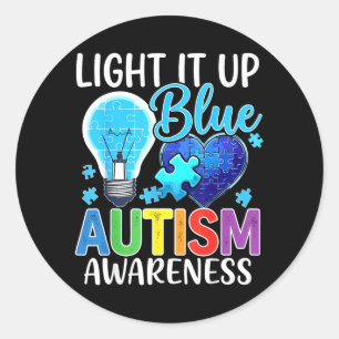 Sticker Rond Ampoule de sensibilisation à l'autisme lumineuse b