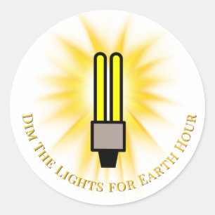 Sticker Rond Ampoule DEL Tamisez les lumières Earth Hour