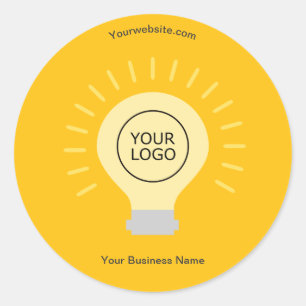 Sticker Rond Ampoule Jaune Clair Logo de Votre Entreprise