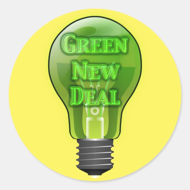 Sticker Rond Ampoule verte New Deal (Devant)