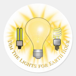 Sticker Rond Ampoules Éteindre les lumières Earth Hour