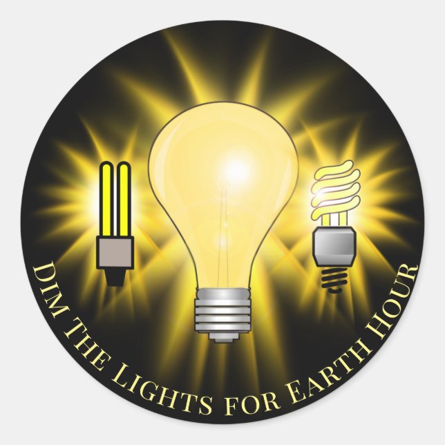 Sticker Rond Ampoules lumineuses Dim The Lights Earth Hour (Devant)