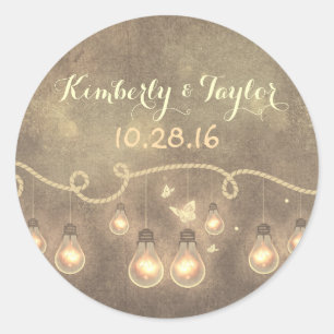Sticker Rond Ampoules lumineuses - Mariage d'éclairage à chaîne