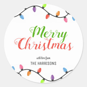 Sticker Rond Ampoules simples colorées Noël