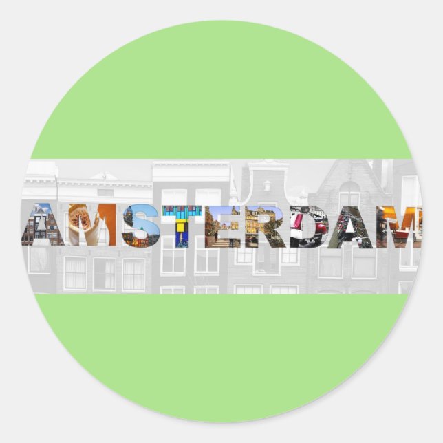 Sticker Rond Amsterdam Pays-Bas - Maisons du canal (Devant)
