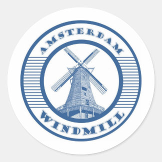STICKER ROND AMSTERDAM WINDMILL BLEU
