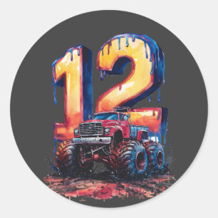 Sticker Rond Amusant 12e anniversaire Cool de l'explosion Monst