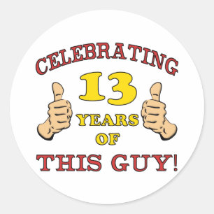 Sticker Rond Amusant 13ème anniversaire pour les garçons