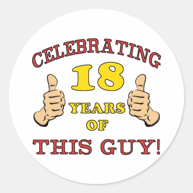 Sticker Rond Amusant 18ème anniversaire pour les garçons (Devant)