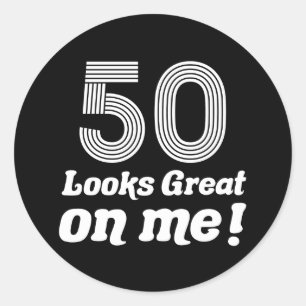Sticker Rond Amusant 50e anniversaire pour elle