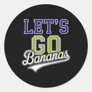 Sticker Rond Amusant Allons Bananes mignonnes Bananes Fruits In