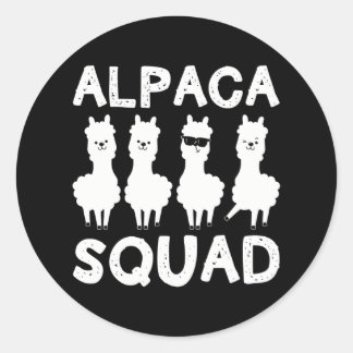 Sticker Rond Amusant Alpaca Lover Alpaca Squad