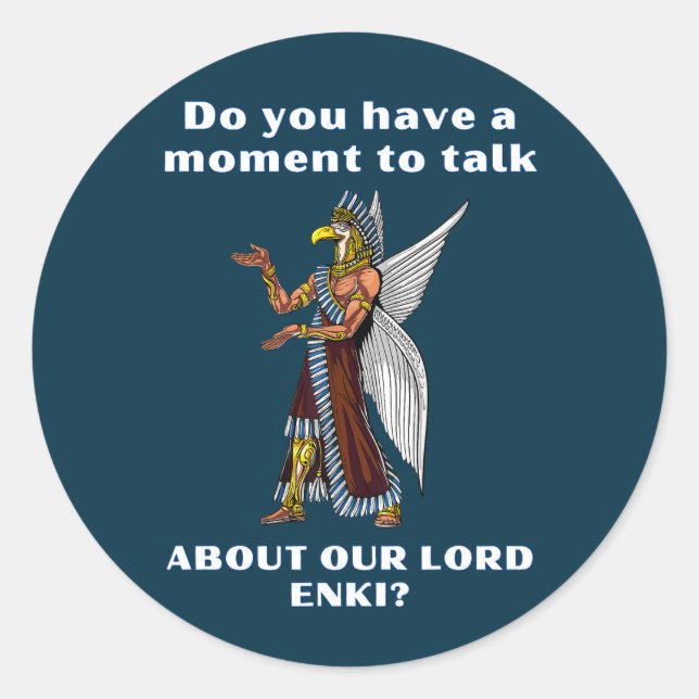 Sticker Rond Amusant ancien UFO Annunaki Alien (Devant)
