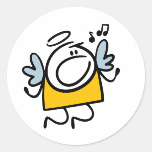 Sticker Rond Amusant ange chanteur