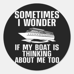 Sticker Rond Amusant Bateau Art Pour Hommes Femmes Bateau Batea