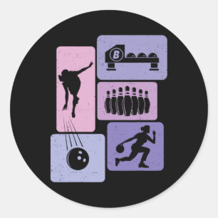 Sticker Rond Amusant Bowler Joueur de Bowler Game