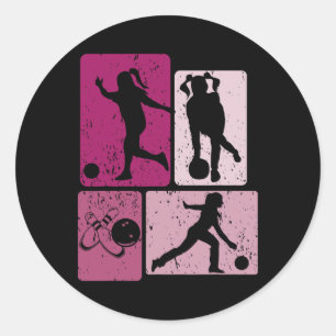 Sticker Rond Amusant Bowler Joueur de Bowler Game
