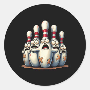 Sticker Rond Amusant Bowling Lover Bowlers Peur Pin Graphique P