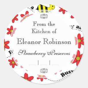 Sticker Rond Amusant Busy Petite Bumble Bee Motif mignonne