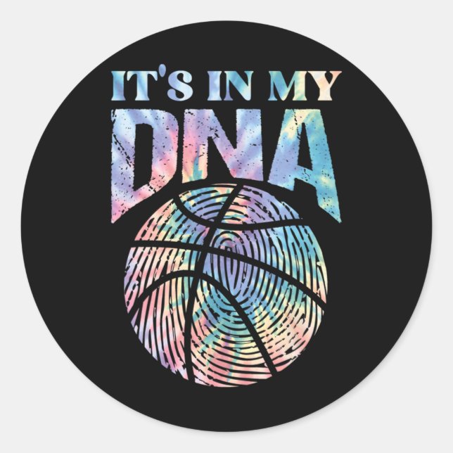 Sticker Rond Amusant C'est dans mon ADN filles de basket-ball L (Devant)