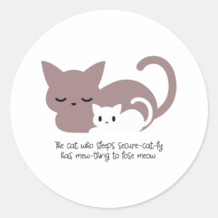 Sticker Rond Amusant chat couché et art I