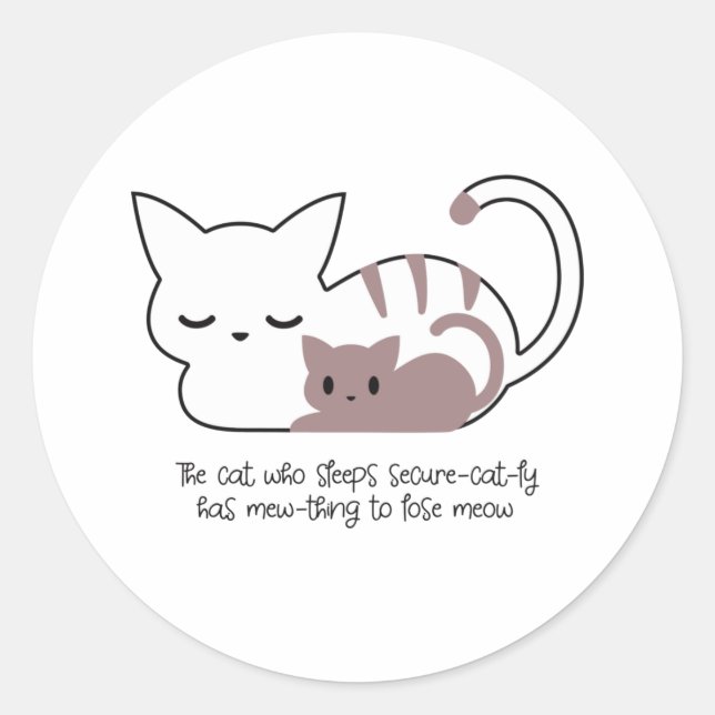 Sticker Rond Amusant chat couché et Art II (Devant)