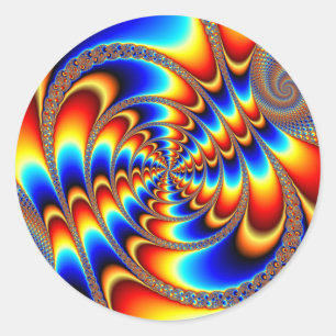 Sticker Rond Amusant couleur - Fractal
