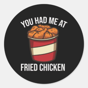 Sticker Rond Amusant De Poulet Fraisé Restauration Rapide Barbe