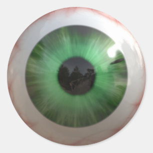 Sticker Rond Amusant Déplaisant Green Eye-ball - Étrange, Taste
