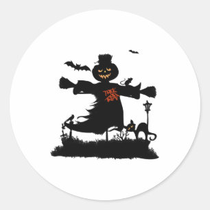 Sticker Rond Amusant design d'halloween avec épouvantail