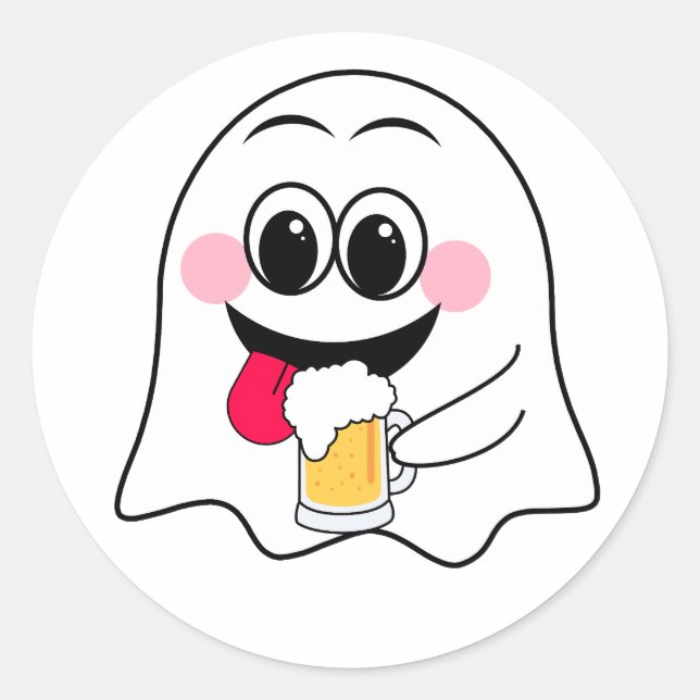 Sticker Rond Amusant émoji fantôme ! (Devant)