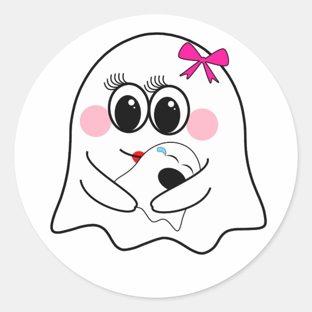 Sticker Rond Amusant émoji fantôme ! (Devant)