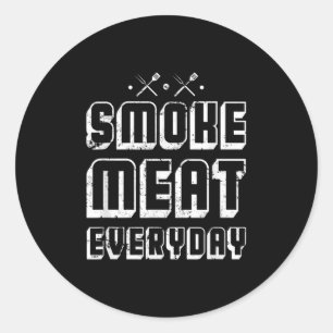 Sticker Rond Amusant Grill Barbecue Chef Idée Cadeau Barbecue