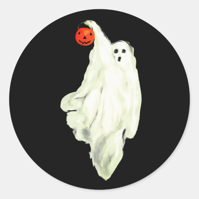 Sticker Rond Amusant Halloween adulte Hilarique fantôme (Devant)