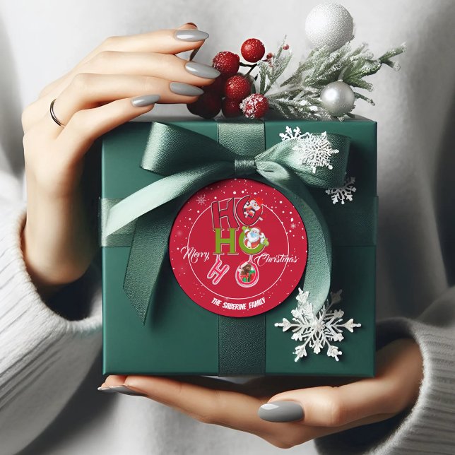 Sticker Rond Amusant HO HO Fêtes de Noël rétro (Créateur téléchargé)