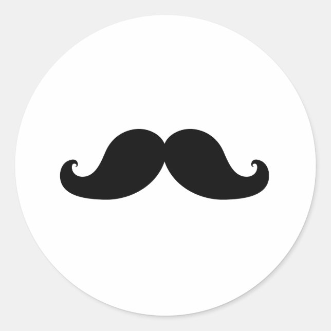 Sticker Rond Amusant Humour de moustache noire (Devant)