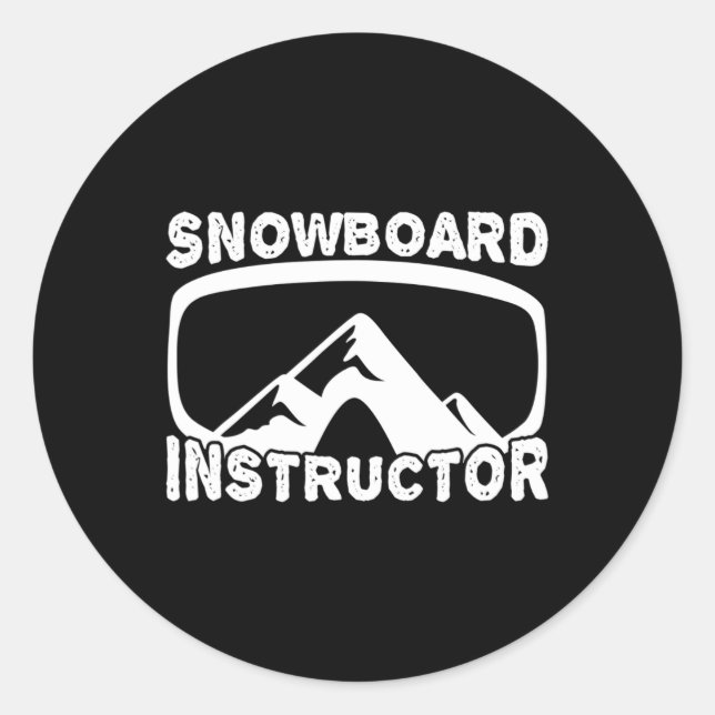 Sticker Rond Amusant instructeur de snowboard Ventilateur de sn (Devant)
