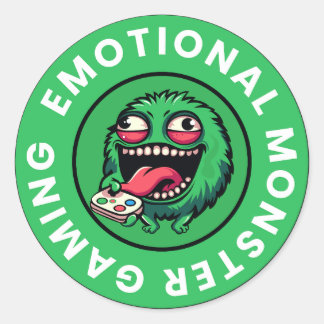 Sticker Rond Amusant jeu de monstre émotionnel