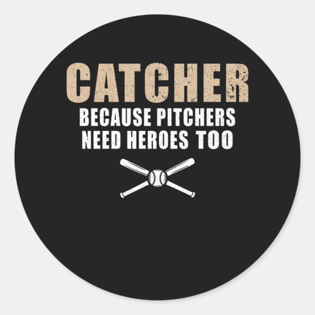 Sticker Rond Amusant Joueur de baseball Enfants Softball Catche (Devant)
