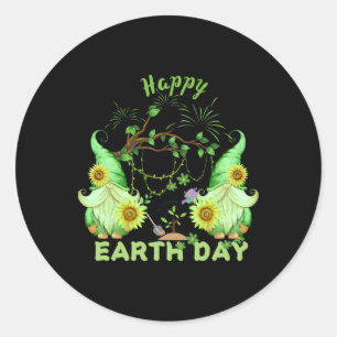 Sticker Rond Amusant Jour des terres de vacances heureux Gnomes