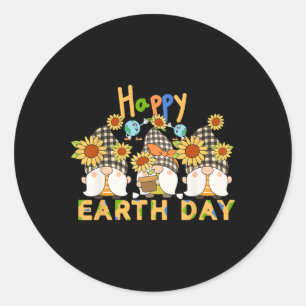 Sticker Rond Amusant Jour des terres de vacances Joyeux Gnomes