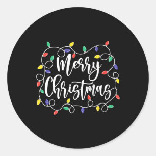 Sticker Rond Amusant Joyeux Noël Lumières Noël Famille Hommes F