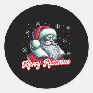 Sticker Rond Amusant Joyeux Rizzmas Rizz Père Noël Cos