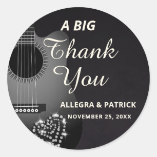 Sticker Rond Amusant Mariage de diamants de guitare acoustique 