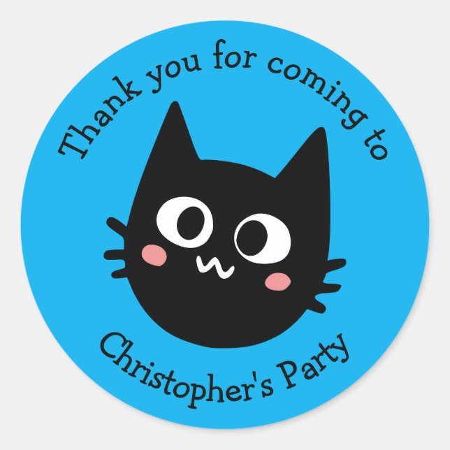 Sticker Rond Amusant Merci de chat noir (Devant)