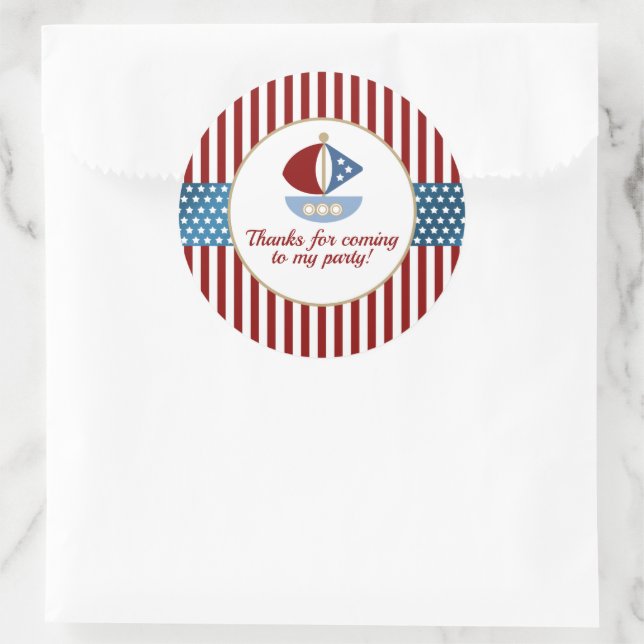 Sticker Rond Amusant Nautique Thème Anniversaire Fête (Sac)