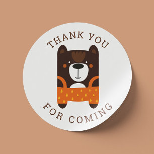 Sticker Rond Amusant ours mignon. Enfants zoo anniversaire merc